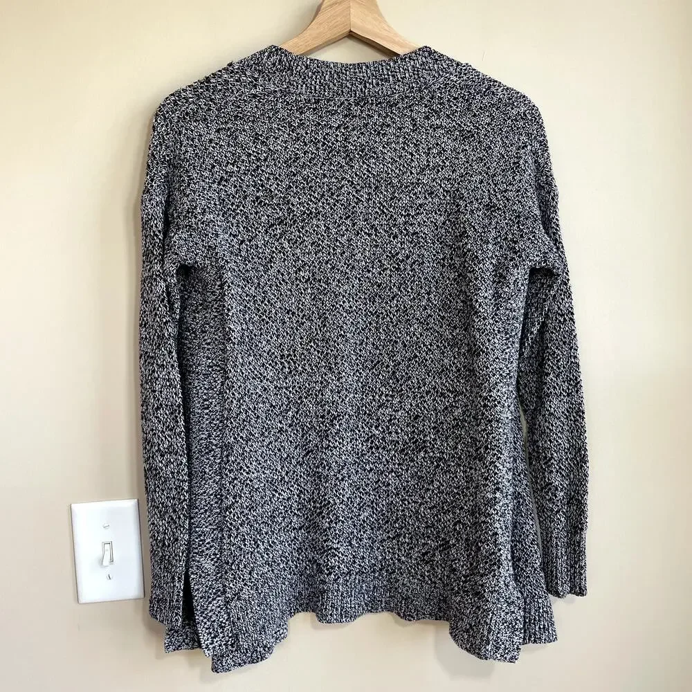 LOFT black and white peppered knit open‎ front cardigan women's size XXSP